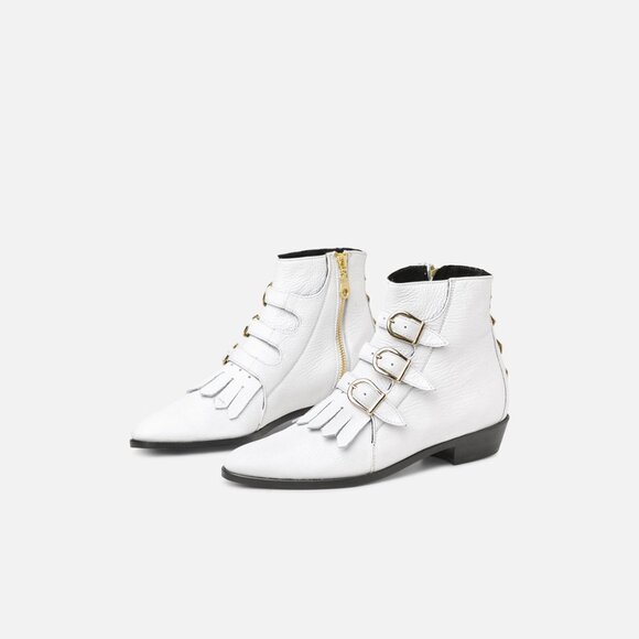 Modern Vice Jett Boot White Soft Pebbled Leather Womens Size 10 | 41 - Picture 1 of 10